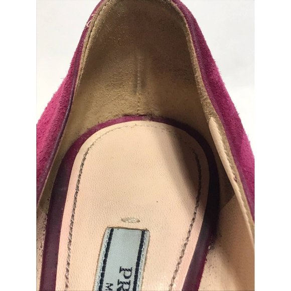 Prada Pump 6.5 Pink High Heel Slip On Suede Ultra High Heel Round Toe - Picture 5 of 11
